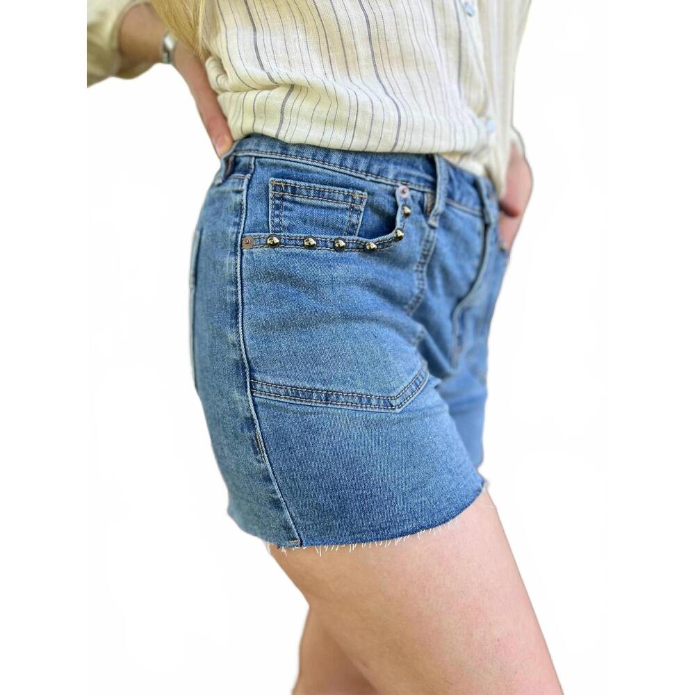 NEW ROCK & ROLL DENIM women's studded denim shorts in blue - Picture 2 of 5